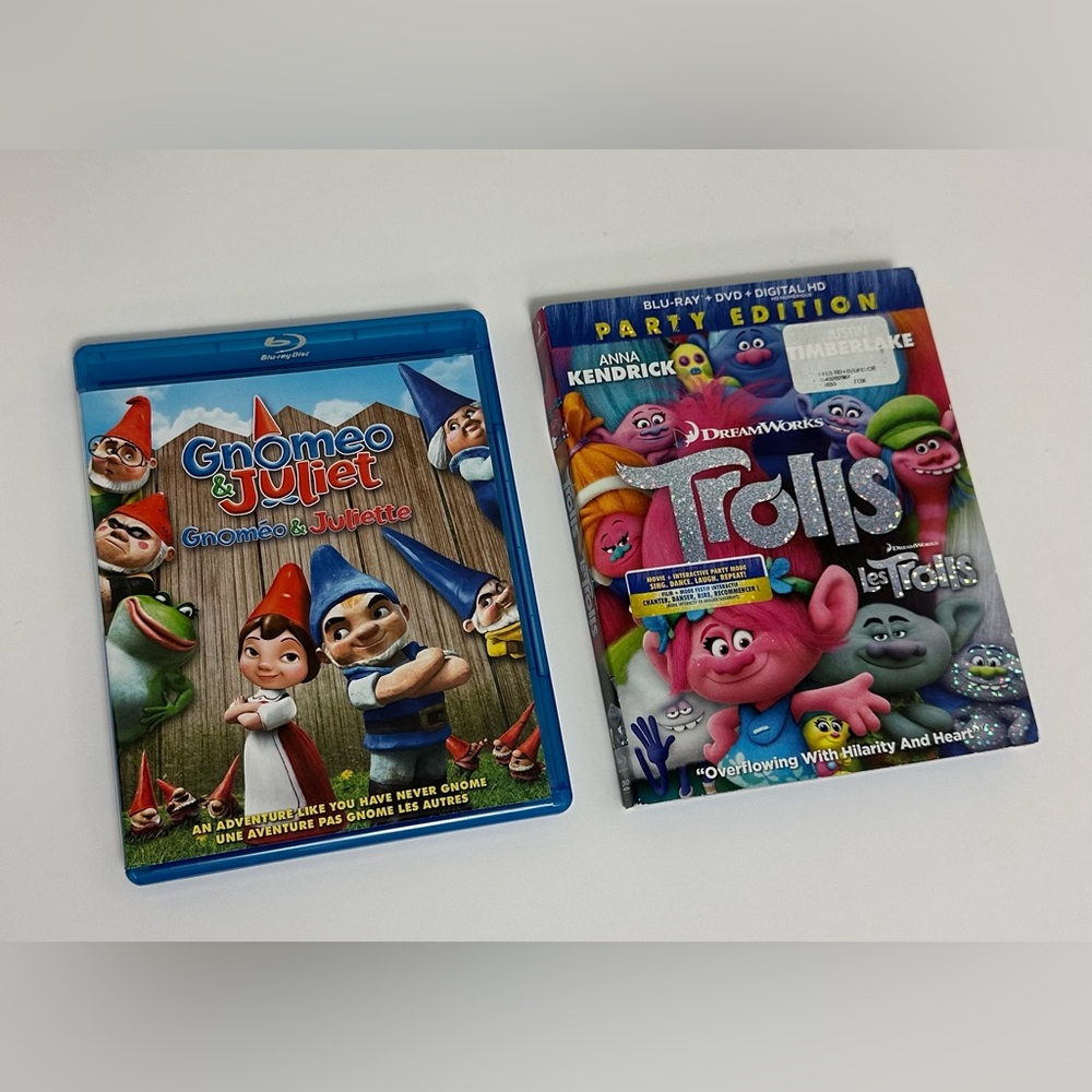 Dreamworks Blue-ray Disks - Gnomeo & Juliet / Party Edition Trolls Bundle